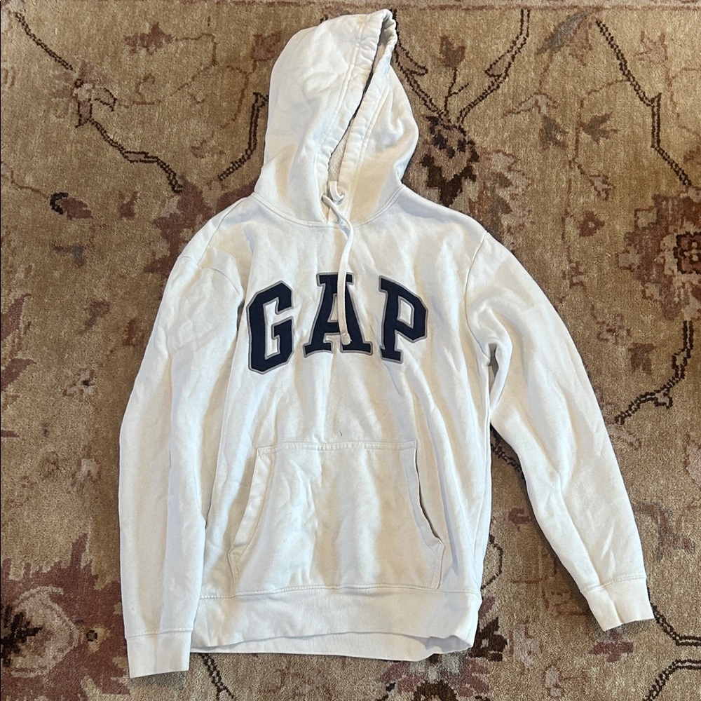 GAP Classic White Hoodie with Navy Logo